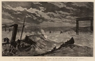 Katastrofen vid Tay Bridge, besök av den officiella ångbåten vid ruinerna natten till olyckan